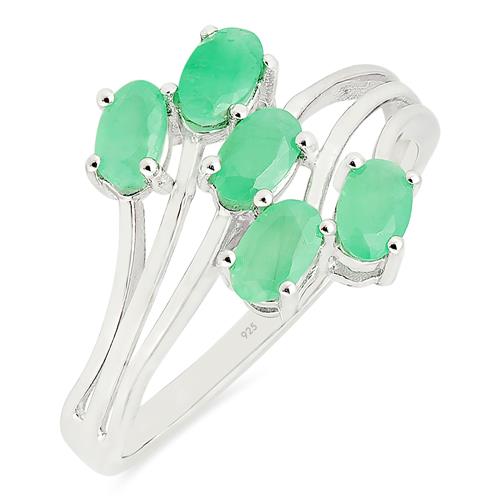 BUY STERLING SILVER NATURAL EMERALD MULTI STONE RING