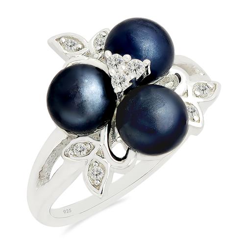 BUY UNIQUE BLACK FRESHWATER PEARL GEMSTONE RING  IN 925 SILVER