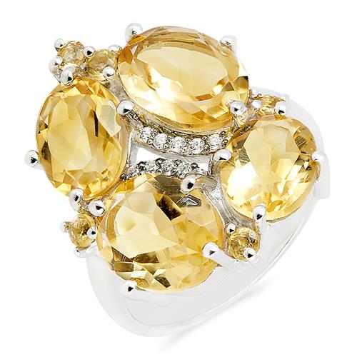 NATURAL CITRINE MULTI GEMSTONE RING IN STERLING SILVER