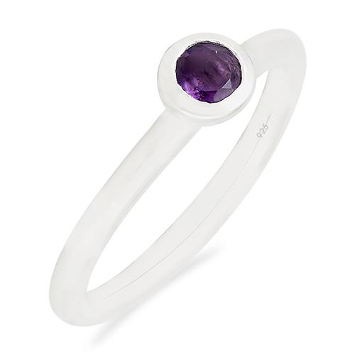 BUY AFRICAN AMETHYST SINGLE STONE RING IN 925 STERLING SILVER