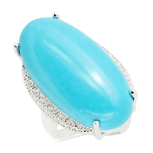 BUY 925 SILVER SYNTHETIC TURQUOISE BIG STONE RING