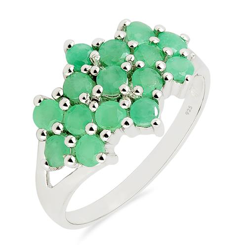 BUY REAL EMERALD CLUSTER RING IN 925 STERLING SILVER