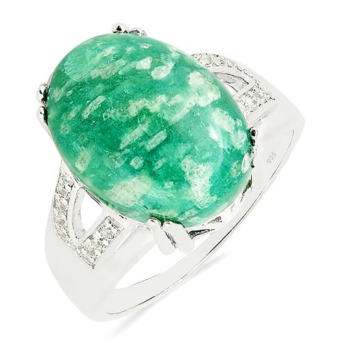 BUY 925 STERLING SILVER NATURAL AMAZONITE BIG STONE RING