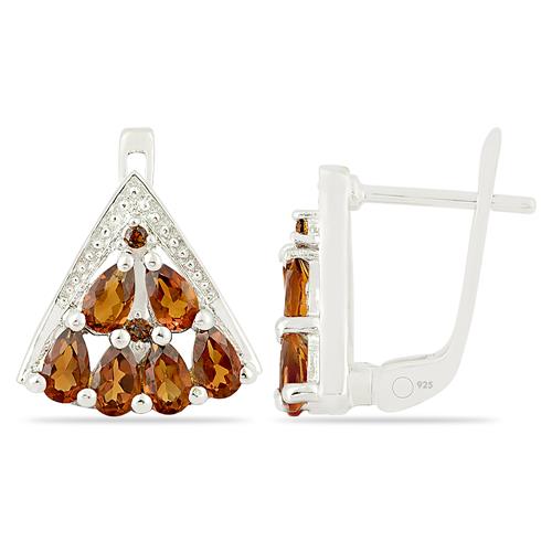 BUY 925 STERLING SILVER NATURAL MADEIRA CITRINE GEMSTONE FANCY  EARRINGS