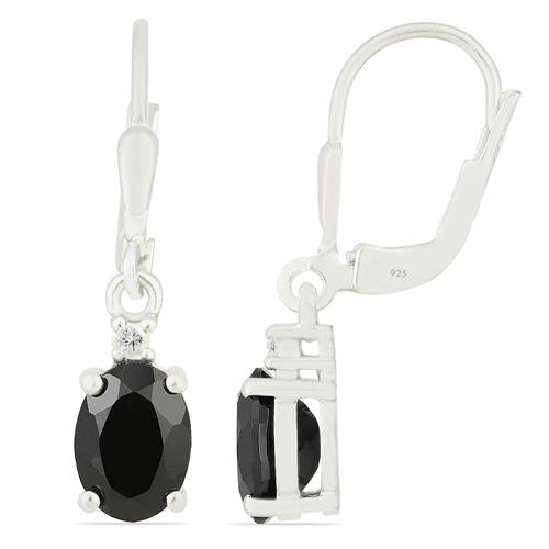 BUY 925 SILVER NATURAL BLACK ONYX GEMSTONE CLASSIC EARRINGS