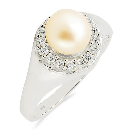 925 SILVER NATURAL PEACH FRESHWATER PEARL GEMSTONE RING