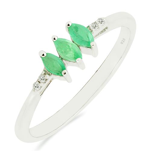 BUY 925 SILVER REAL EMERALD GEMSTONE RING