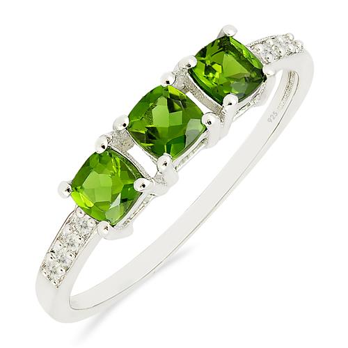 925 SILVER NATURAL CHROME DIOPSITE GEMSTONE RING 