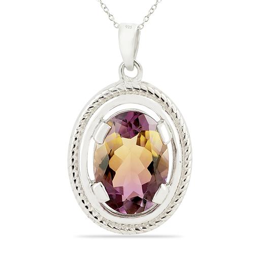 925 STERLING SILVER SYNTHETIC AMETRINE GEMSTONE  PENDANT