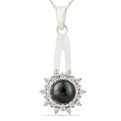 BUY 925 SILVER NATURAL BLACK PEARL GEMSTONE PENDANT