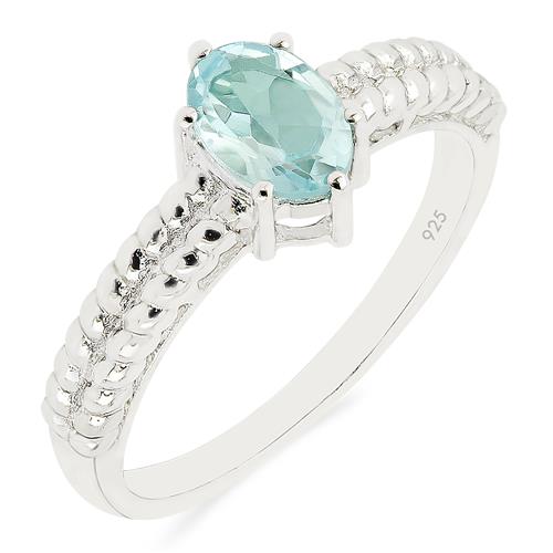 925 SILVER NATURAL SKY BLUE TOPAZ SINGLE STONE RING 