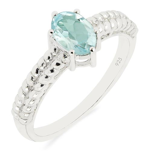 BUY 925 SILVER NATURAL SKY BLUE TOPAZ SINGLE STONE RING