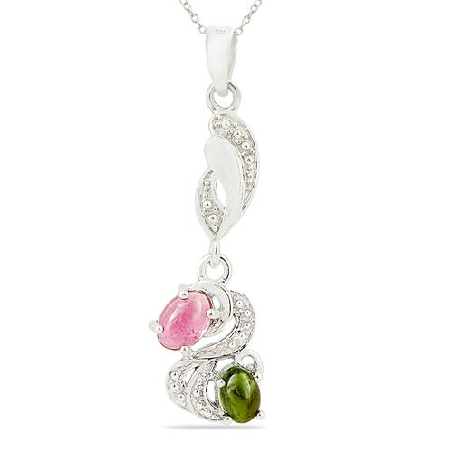 BUY 925 SILVER NATURAL MULTI TOURMALINE GEMSTONE  PENDANT