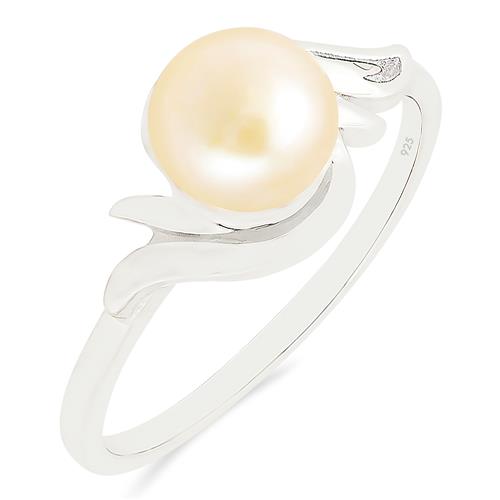 BUY REAL PEACH FRESHWATER PEARL GEMSTONE RING IN STERLING SILVER