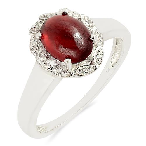 BUY NATURAL GARNET GEMSTONE HALO RING  IN 925 SILVER