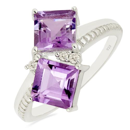 BUY STERLING SILVER NATURAL PINK AMETHYST GEMSTONE RING