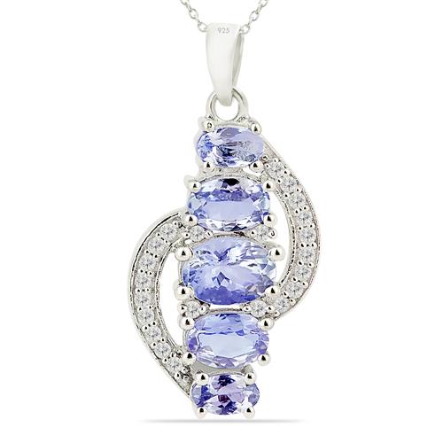 BUY REAL TANZANITE GEMSTONE  PENDANT IN 925 STERLING SILVER