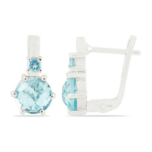 BUY STERLING SILVER REAL SKY BLUE TOPAZ GEMSTONE EARRINGS