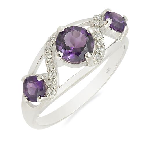 BUY REAL AMETHYST GEMSTONE RING IN 925 SILVER