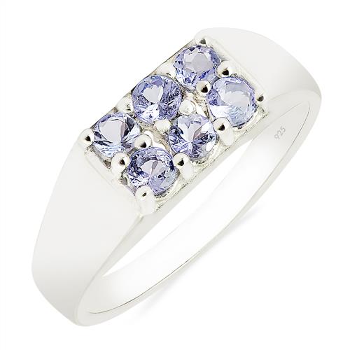 BUY 925  SILVER NATURAL TANZANITE GEMSTONE CLUSTER RING