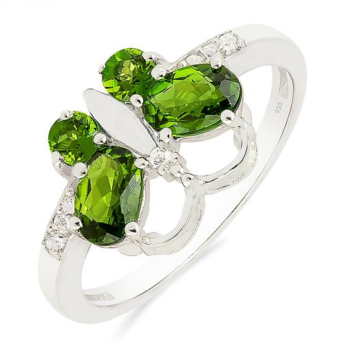 BUY 925 STERLING SILVER NATURAL CHROME DIOPSITE GEMSTONE RING