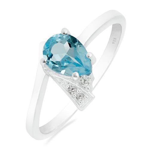 BUY STERLING SILVER NATURAL SKY BLUE TOPAZ GEMSTONE CLASSIC RING