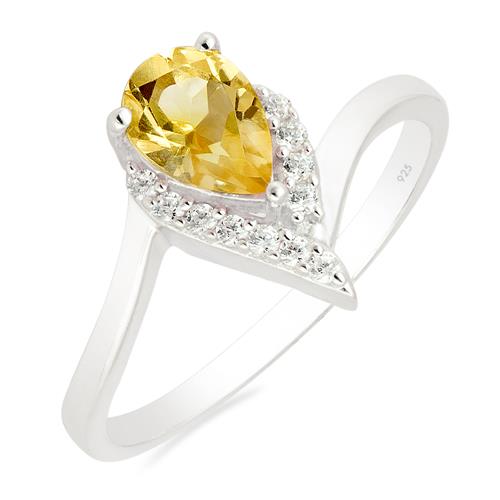 REAL CITRINE CLASSIC RING IN 925 STERLING SILVER 
