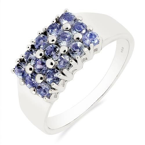 BUY NATURAL TANZANITE GEMSTONE CLUSTER RING IN STERLING SILVER