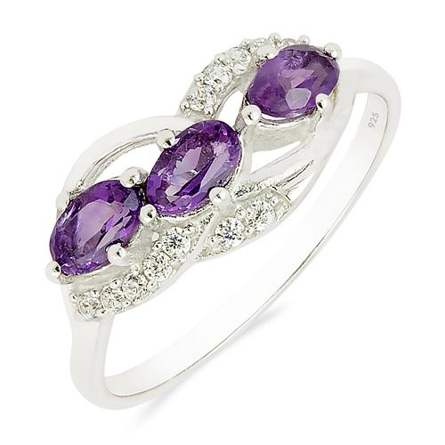 BUY REAL AMETHYST GEMSTONE RING IN 925 STERLING SILVER