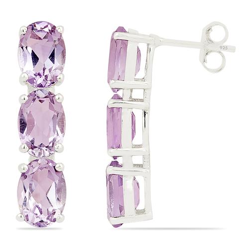 BUY NATURAL PINK AMETHYST GEMSTONE EARRINGS IN 925 SILVER