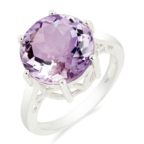 NATURAL PINK AMETHYST GEMSTONE BIG STONE RING IN STERLING SILVER