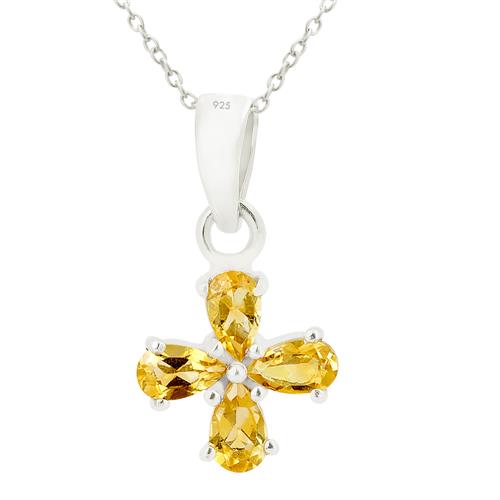 NATURAL YELLOW SAPPHIRE MULTI GEMSTONE STYLISH PENDANT IN STERLING SILVER