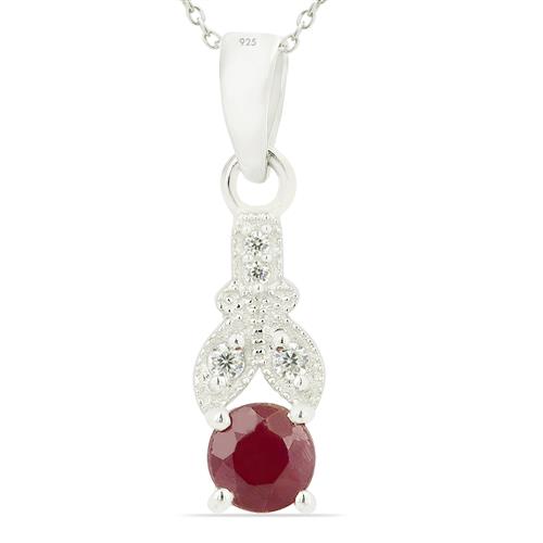 BUY 925 SILVER INDIAN RUBY GEMSTONE CLASSIC PENDANT