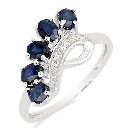 STERLING SILVER NATURAL BLUE SAPPHIRE MULTI GEMSTONE STYLISH RING