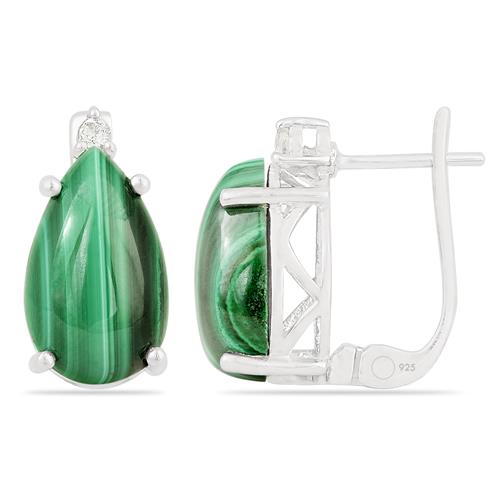 BUY REAL MALACHITE GEMSTONE BIG STONE GEMSTONE EARRINGS IN 925 SILVER