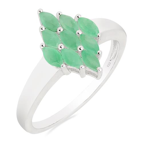 BUY REAL EMERALD GEMSTONE CLUSTER RING IN 925 SILVER