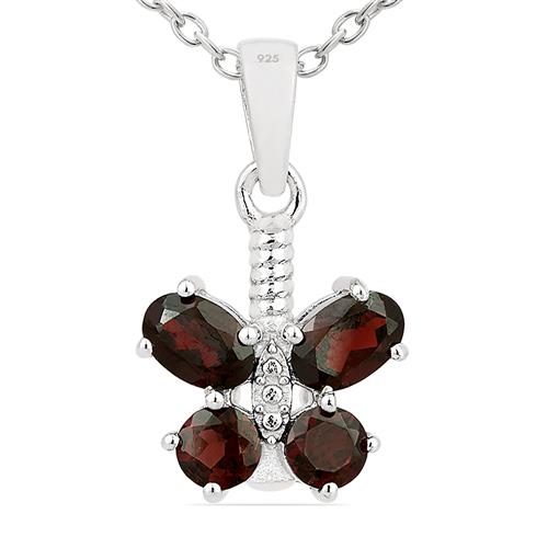 BUY STERLING SILVER REAL GARNET GEMSTONE BUTTERFLY PENDANT