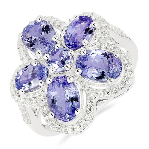 BUY NATURAL TANZANITE GEMSTONE RING IN 925 SILVER