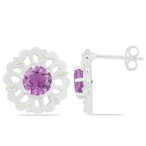 BUY STERLING SILVER AFRICAN AMETHYST GEMSTONE CLASSIC EARRINGS