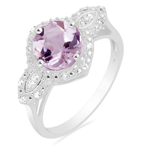 BUY REAL PINK AMETHYST GEMSTONE CLASSIC RING IN 925 SILVER