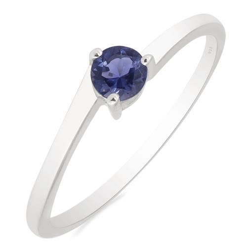 STERLING SILVER NATURAL BLUE KYANITE SINGLE STONE RING 