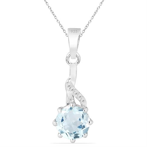 BUY REAL SKY BLUE TOPAZ GEMSTONE PENDANT IN 925 SILVER