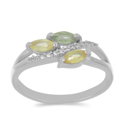 BUY 925 SILVER  MULTI SAPPHIRE GEMSTONE RING 