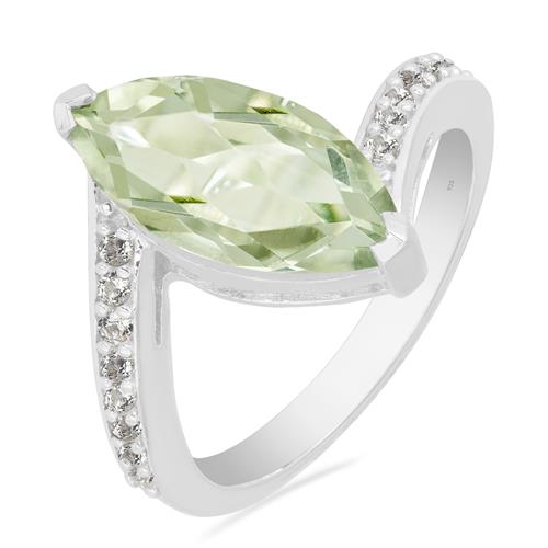 BUY 925 SILVER NATURAL GREEN AMETHYST GEMSTONE BIG STONE RING