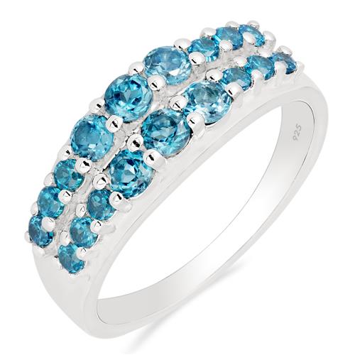 BUY STERLING SILVER NATURAL LONDON TOPAZ GEMSTONE CLUSTER RING