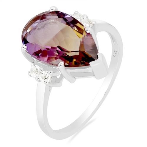 BUY STERLING SILVER  SYNTHETIC AMETRINE GEMSTONE BIG STONE RING
