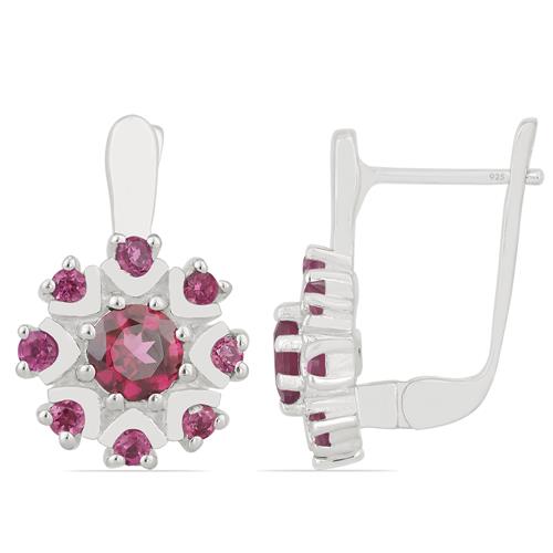 BUY 925 STERLING SILVER NATURAL RHODOLITE GEMSTONE EARRINGS