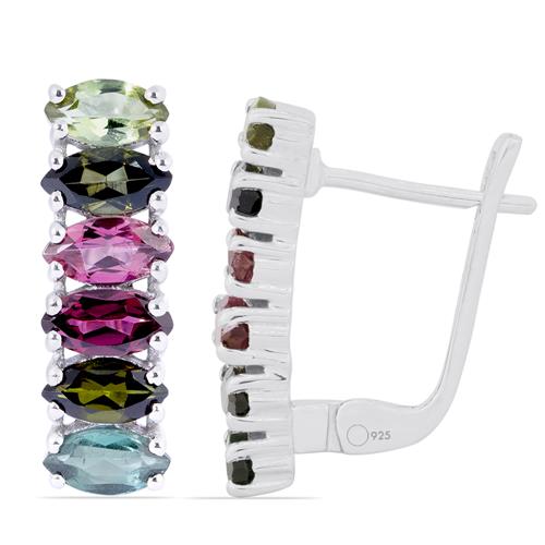 BUY 925 SILVER MULTI TOURMALINE GEMSTONE EARRINGS