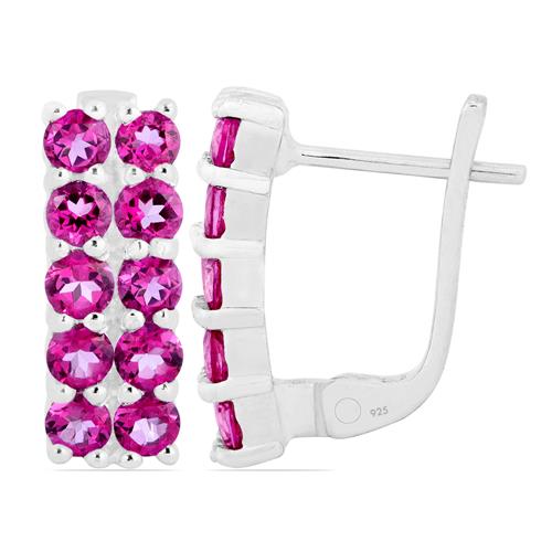 BUY 925 SILVER NATURAL PINK TOPAZ GEMSTONE EARRINGS