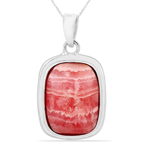 BUY RHODOCHROSITE GEMSTONE BIG STONE PENDANT IN STERLING SILVER